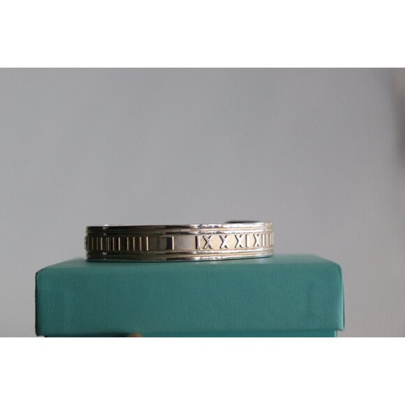 Tiffany & Co. Women's Silver Atlas Cuff Bracelet Sterling Silver Roman Numeral - Picture 3 of 9